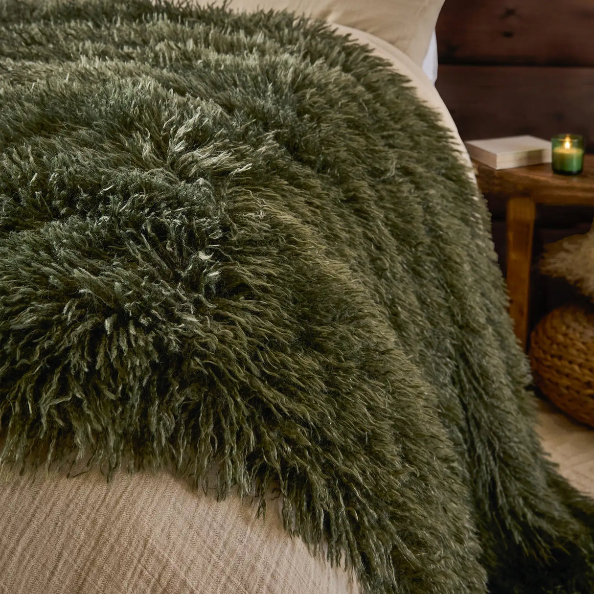 Rowan Faux Fur Throw Khaki 130 x 175cm - image 4