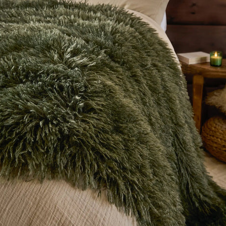 Rowan Faux Fur Throw Khaki 130 x 175cm - image 4