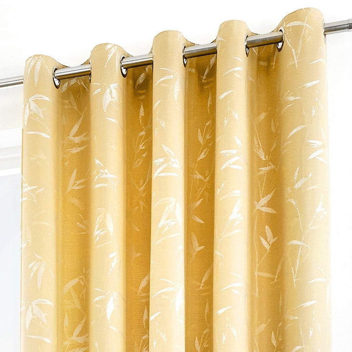 Sagano Lined Eyelet Curtains Ochre 90" x 72" - Ideal
