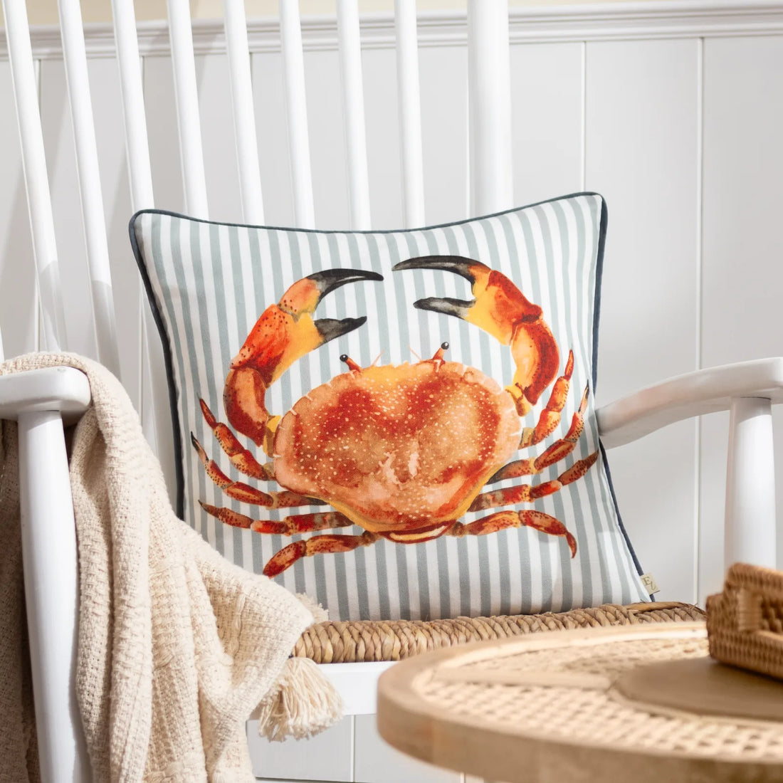 Salcombe Crab Piped Cushion Cover Multicolour 43 x 43cm