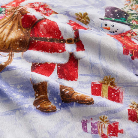 Macro close-up of the polycotton fabric on the Santa & Snowy Christmas Polycotton Duvet Cover Set