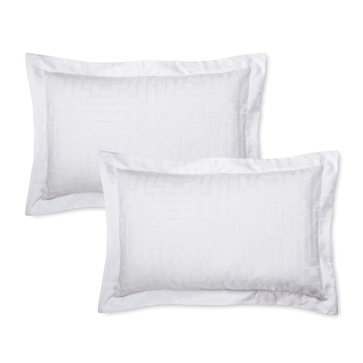 Satin Geo Jacquard Pillowcase Pair White - Ideal
