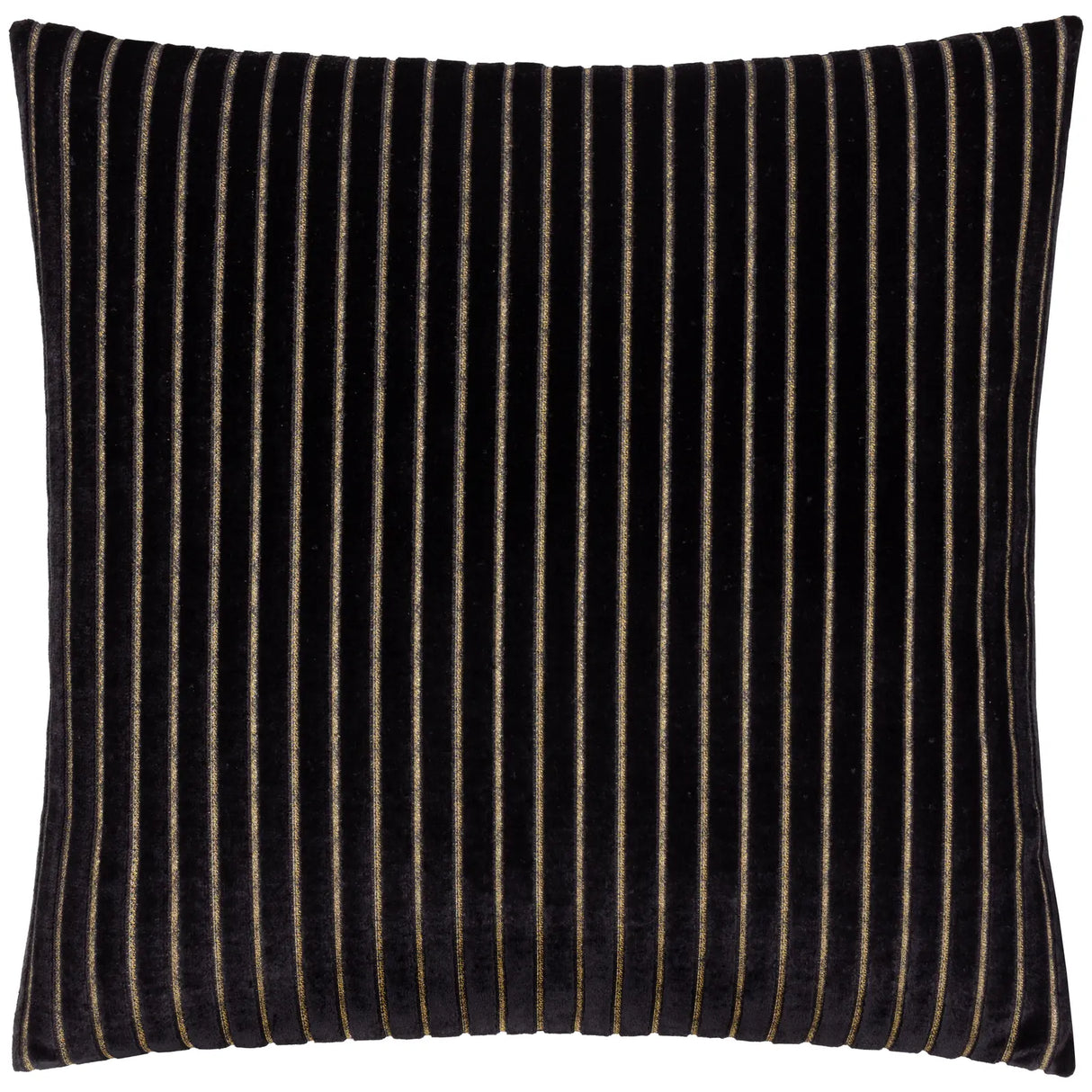 Savoy Stripe Velvet Cushion Cover Black 50 x 50cm - image 2
