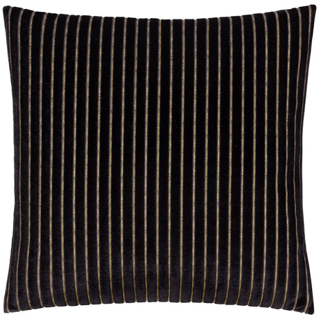 Savoy Stripe Velvet Cushion Cover Black 50 x 50cm - image 2