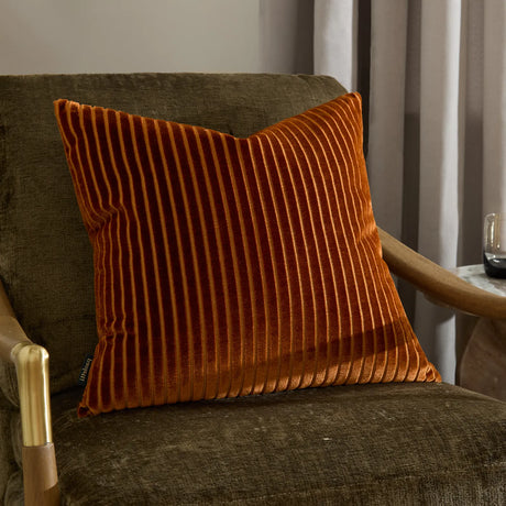 Savoy Stripe Velvet Cushion Cover Brick 50 x 50cm - image 1