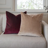 Savoy Stripe Velvet Cushion Cover Burgundy 50 x 50cm - image 6