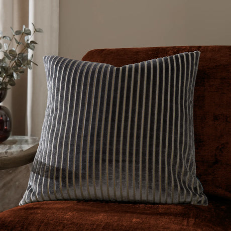 Savoy Stripe Velvet Cushion Cover Charcoal 50 x 50cm - image 1