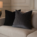 Savoy Stripe Velvet Cushion Cover Charcoal 50 x 50cm - image 6