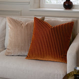 Savoy Stripe Velvet Cushion Cover Mink 50 x 50cm - image 6
