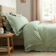 Scallop Edge Green 100% Cotton Duvet Cover Set - main product image