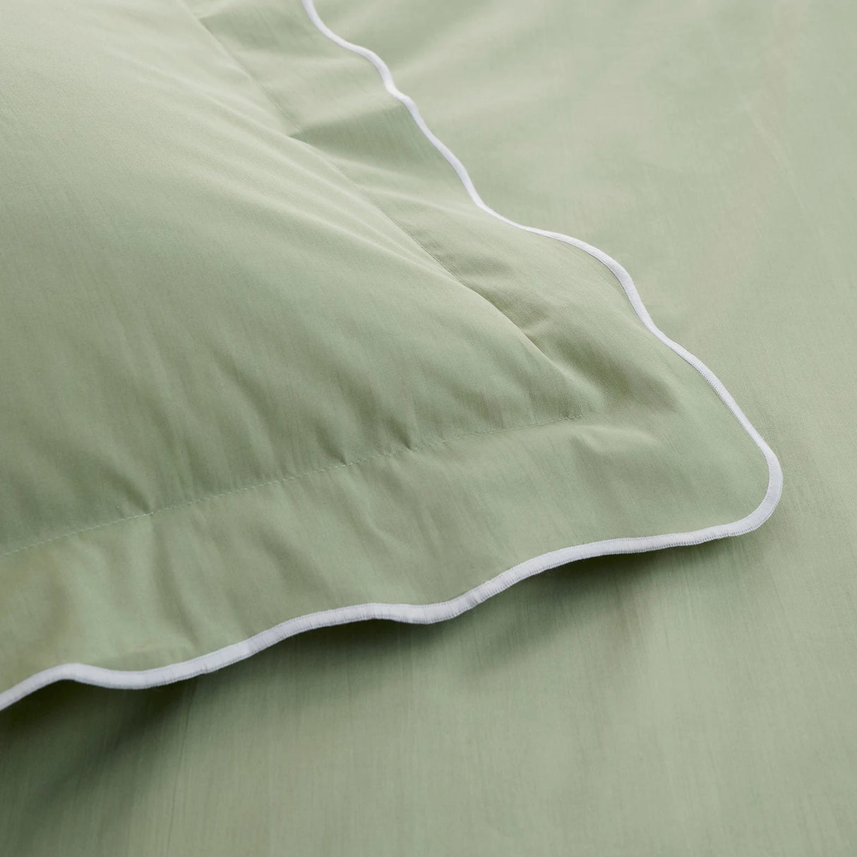 Scallop Edge Green 100% Cotton Duvet Cover Set - product image 3