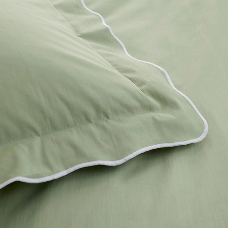 Scallop Edge Green 100% Cotton Duvet Cover Set - product image 3