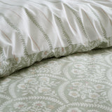 Bianca Scallop Floral 200 Thread Count Cotton Percale Reversible Single Duvet Cover Set with Pillowcase Green
