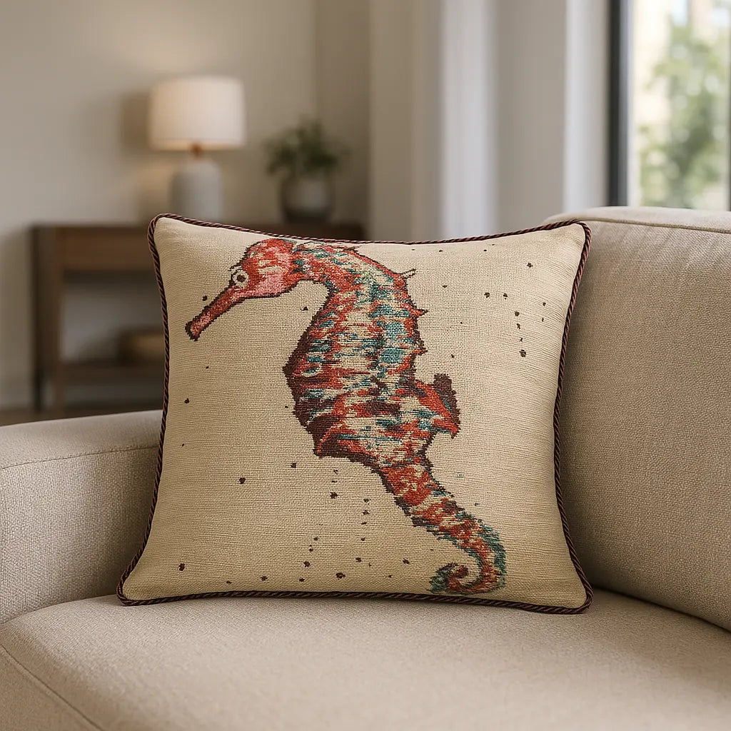 Tapestry Cushion Cover 18"x18" (45cm x 45cm) - Seahorse