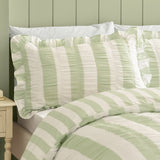 Catherine Lansfield Seersucker Frill Stripe Duvet Cover Set with Pillowcase Green