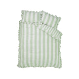 Catherine Lansfield Seersucker Frill Stripe Duvet Cover Set with Pillowcase Green