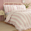 Catherine Lansfield Seersucker Frill Stripe Duvet Cover Set with Pillowcase Pink