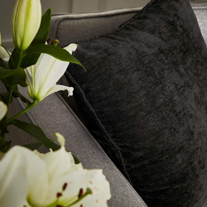 Selene Luxury Chenille Cushion Black - Ideal