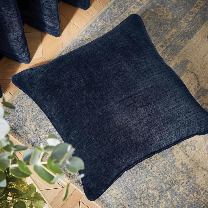 Selene Luxury Chenille Deep Navy Cushion Cover 22" x 22" - Ideal