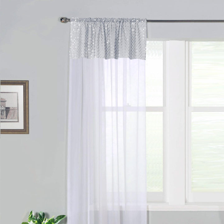 Selina Sequin Voile Curtain Panel Silver - Ideal