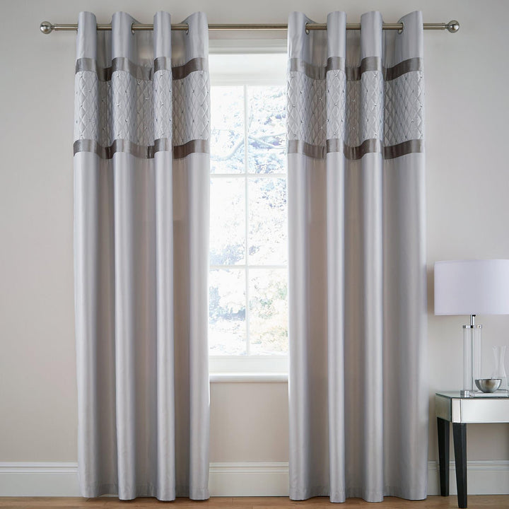 Sequin Cluster Eyelet Curtains Silver - Ideal