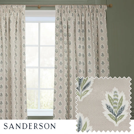 Sessile Leaf Flax Pencil Pleat Curtains - additional product view 1