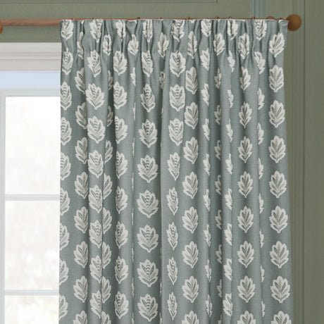 Sessile Leaf Delph Blue Pencil Pleat Curtains - additional product view 2