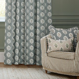 Sessile Leaf Delph Blue Pencil Pleat Curtains - additional product view 3