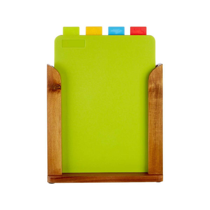 Set of 4 Chopping Boards in Wooden Holder - Ideal