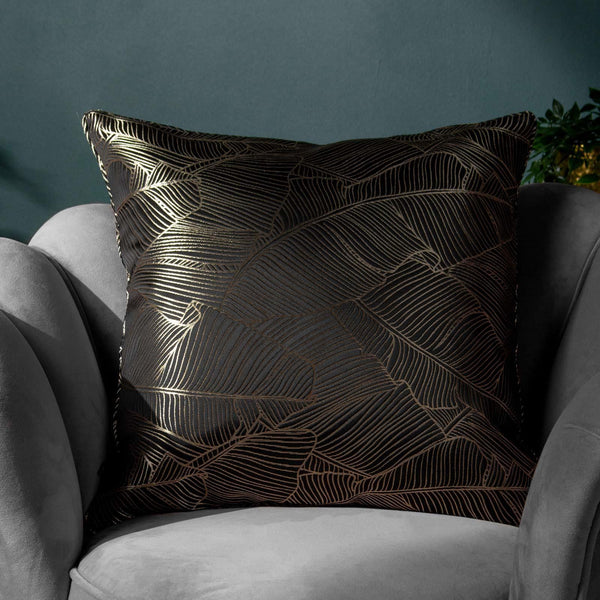 Seymour Black Woven Jacquard Cushion Cover 20" x 20" - Ideal