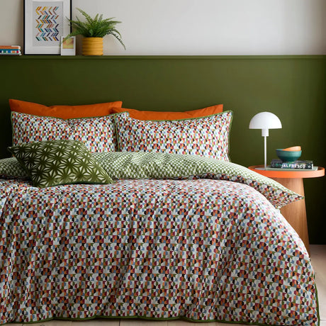 Appletree Style Star Geo Geometric Textured Green Filled Cushion 5