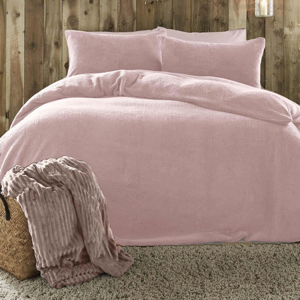 Sherpa Teddy Fleece Pink Duvet Cover Set - Ideal
