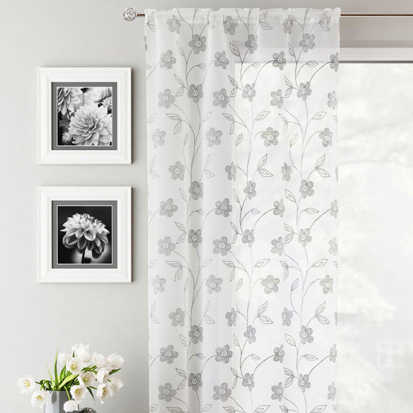Sienna Voile Curtain Panel Grey - Ideal