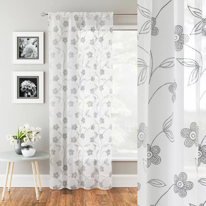 Sienna Voile Curtain Panel Grey - Ideal