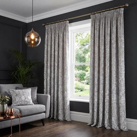 Trinity Jacquard Velvet Pencil Pleat Curtains 4