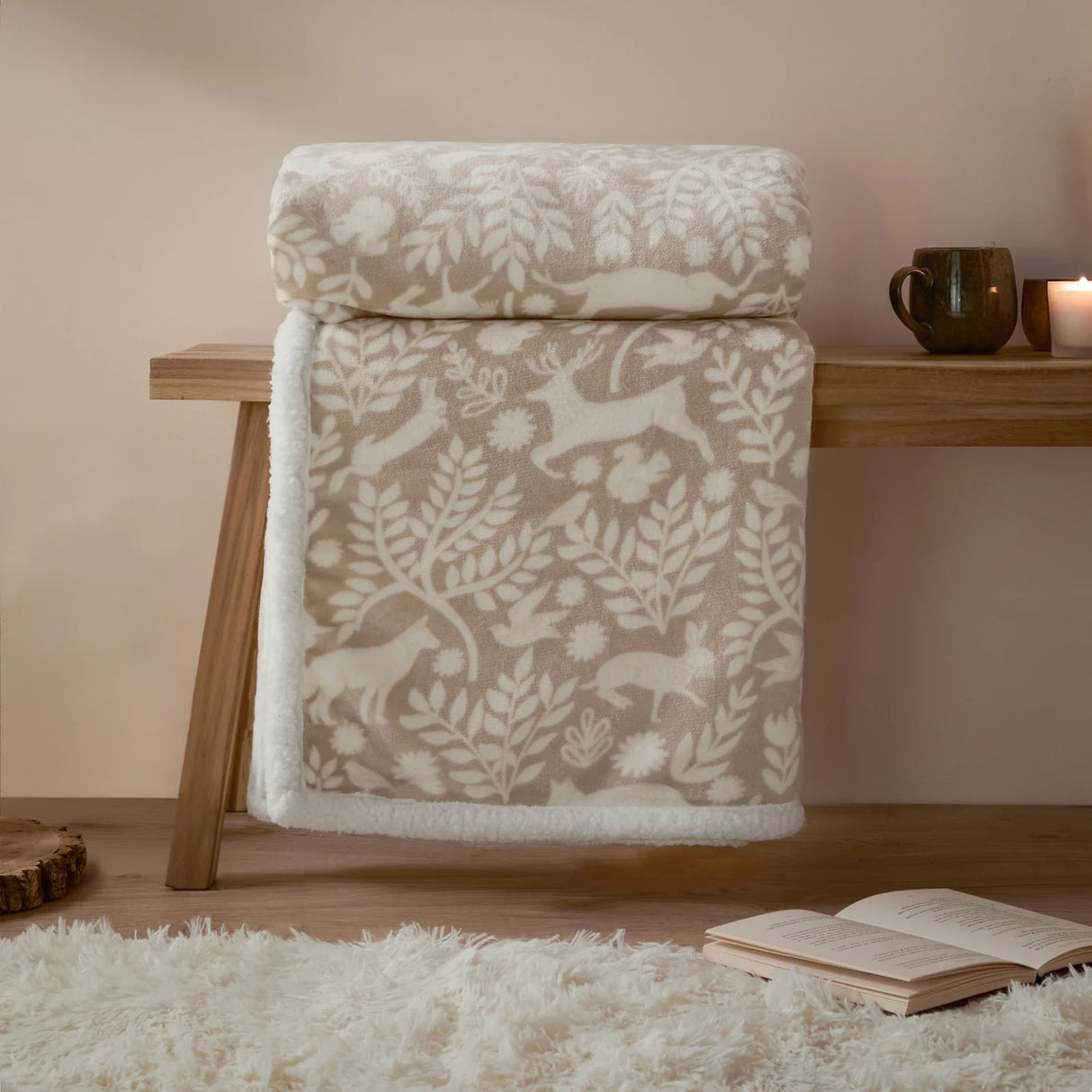Skandi Woodland Sherpa Fleece Throw Sable 140 x 180cm - image 5