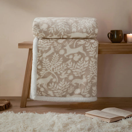 Skandi Woodland Sherpa Fleece Throw Sable 140 x 180cm - image 5