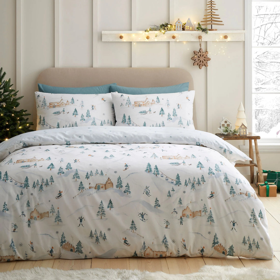 Ski Village Natural Polycotton Duvet Cover Set