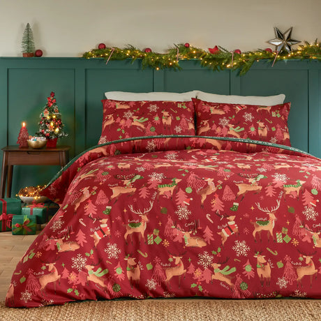 Sleigh Team Soft Touch Duvet Cover Set Red - image 2