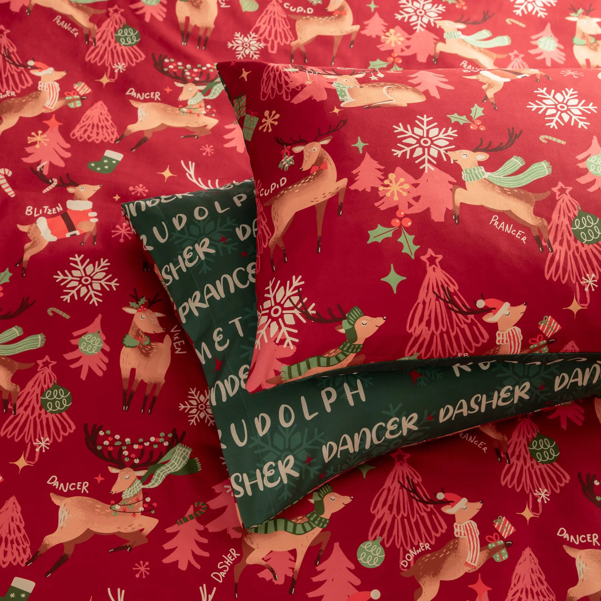 Sleigh Team Soft Touch Duvet Cover Set Red - image 4
