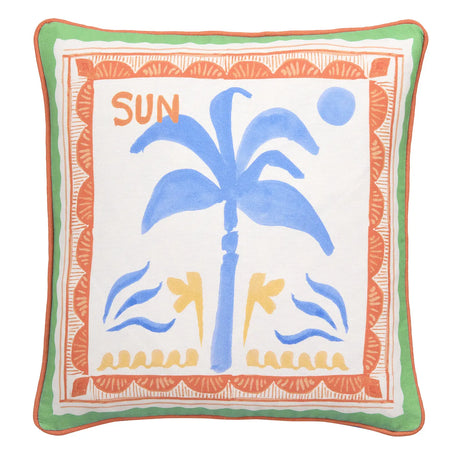 Fusion Soleil Palm Tree Print Outdoor Filled Cushion 100% Cotton 3