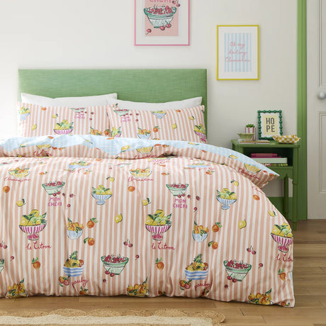 Fusion Summer Fruits Fruit & Stripe Print Duvet Cover Set 4