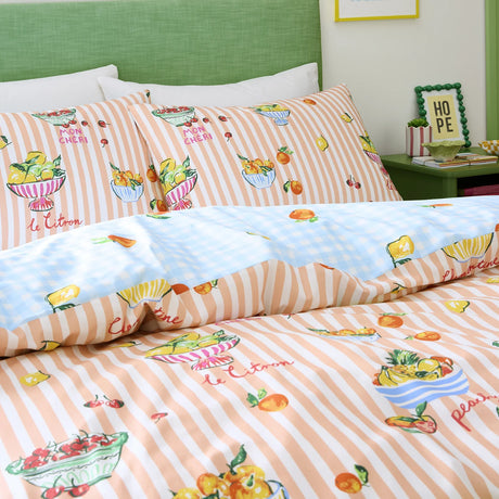 Fusion Summer Fruits Fruit & Stripe Print Duvet Cover Set 3