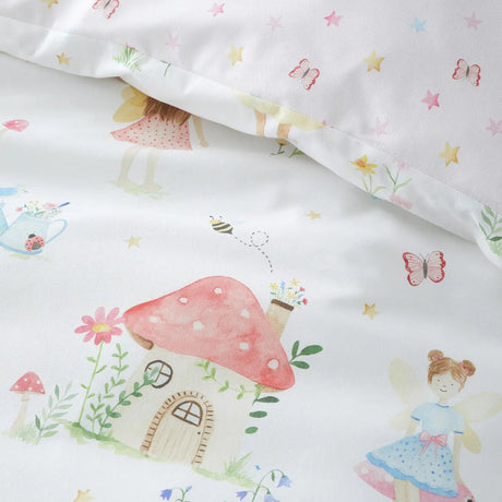 Bedlam Summer Fairies Kids Pink Fairy Print Polycotton Duvet Cover Set 3