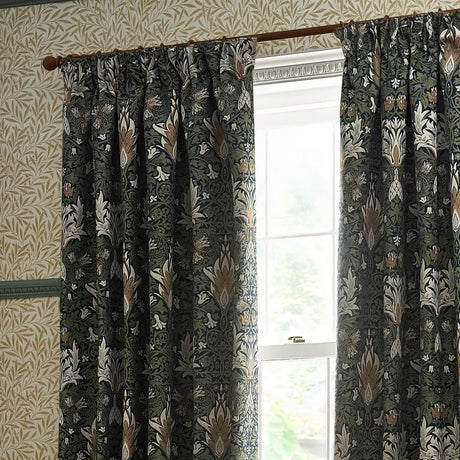 Snakeshead Indigo / Leaf Thermal Blackout Dimout Pencil Pleat Curtains - additional product view 3