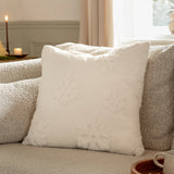 Snowflakes Faux Fur Cushion Cover Snow White 50 x 50cm - image 1