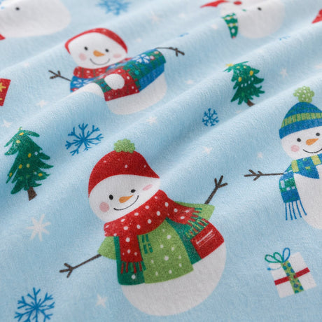 Macro close-up of the duvet cover fabric on the Snowman Christmas Duvet Cover Set Festive Microfibre Bedding