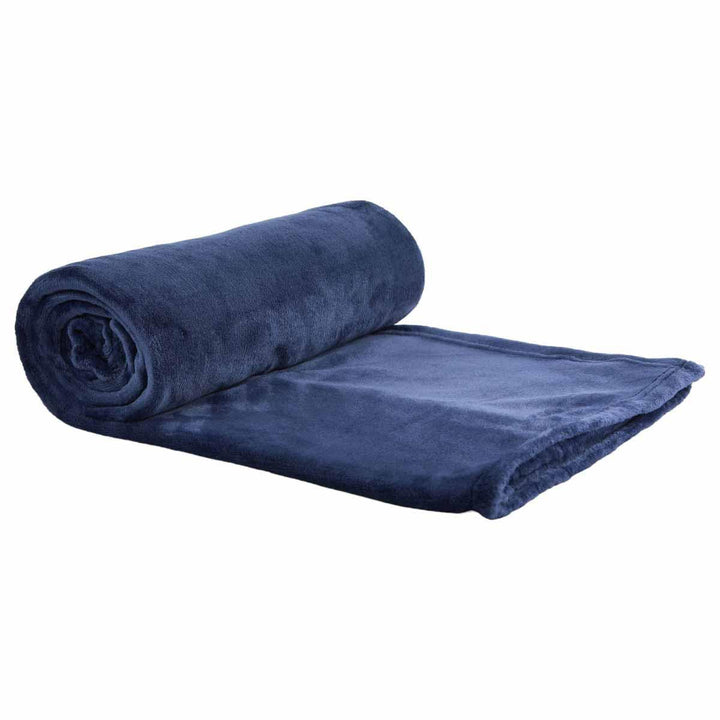 Snug Flannel Fleece Blanket Super Soft Throw in Navy Blue - Ideal