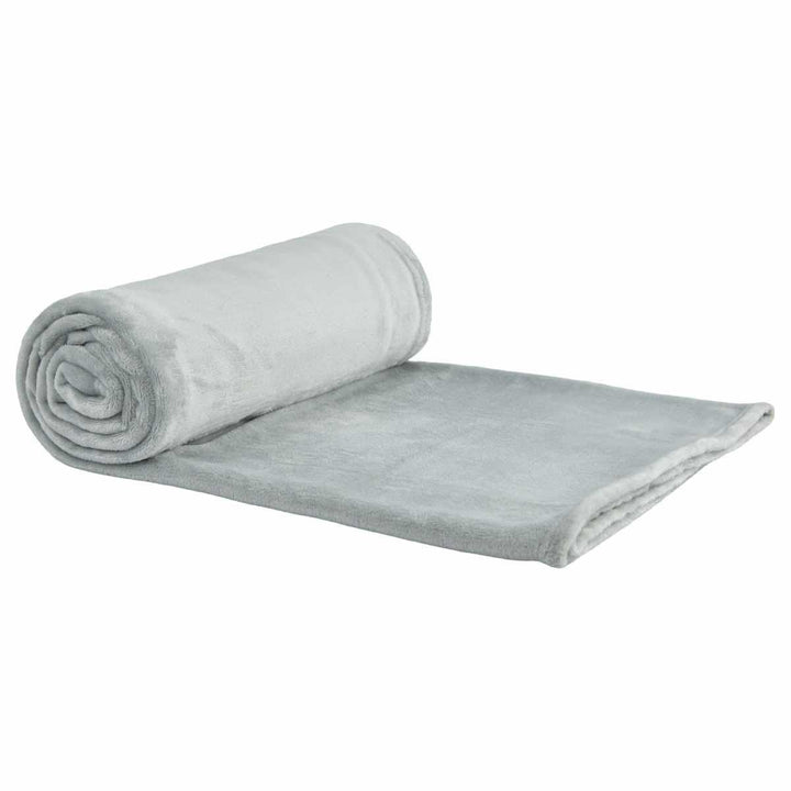Snug Flannel Fleece Blanket Super Soft Throw in Silver - Ideal
