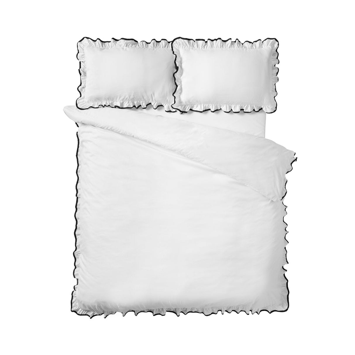 Catherine Lansfield So Soft Mono Frill Duvet Cover Set with Pillowcase White / Blue White / Black